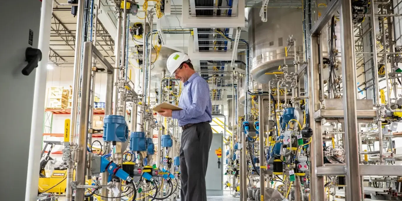 man in hard hat working in maintenance systems