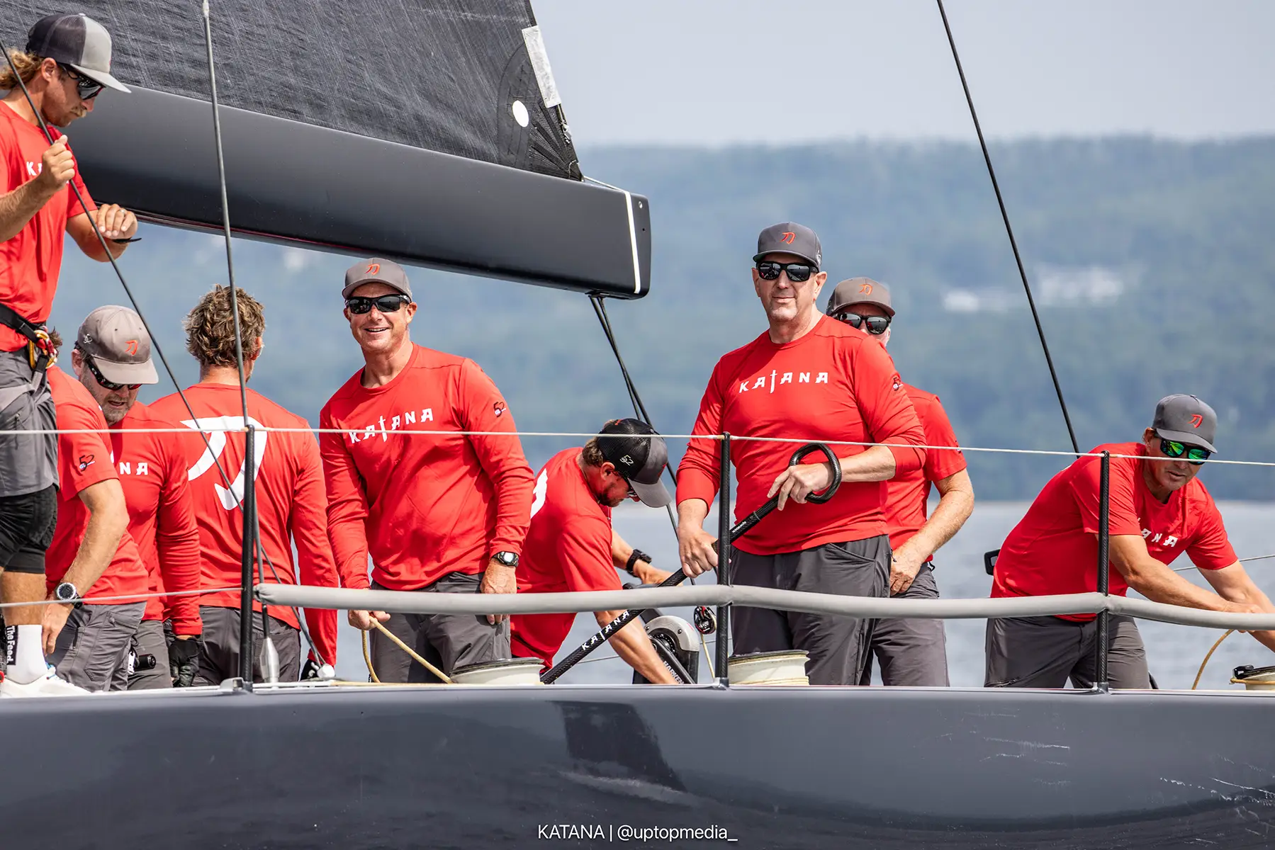 John Huhn on race sail boat Katana